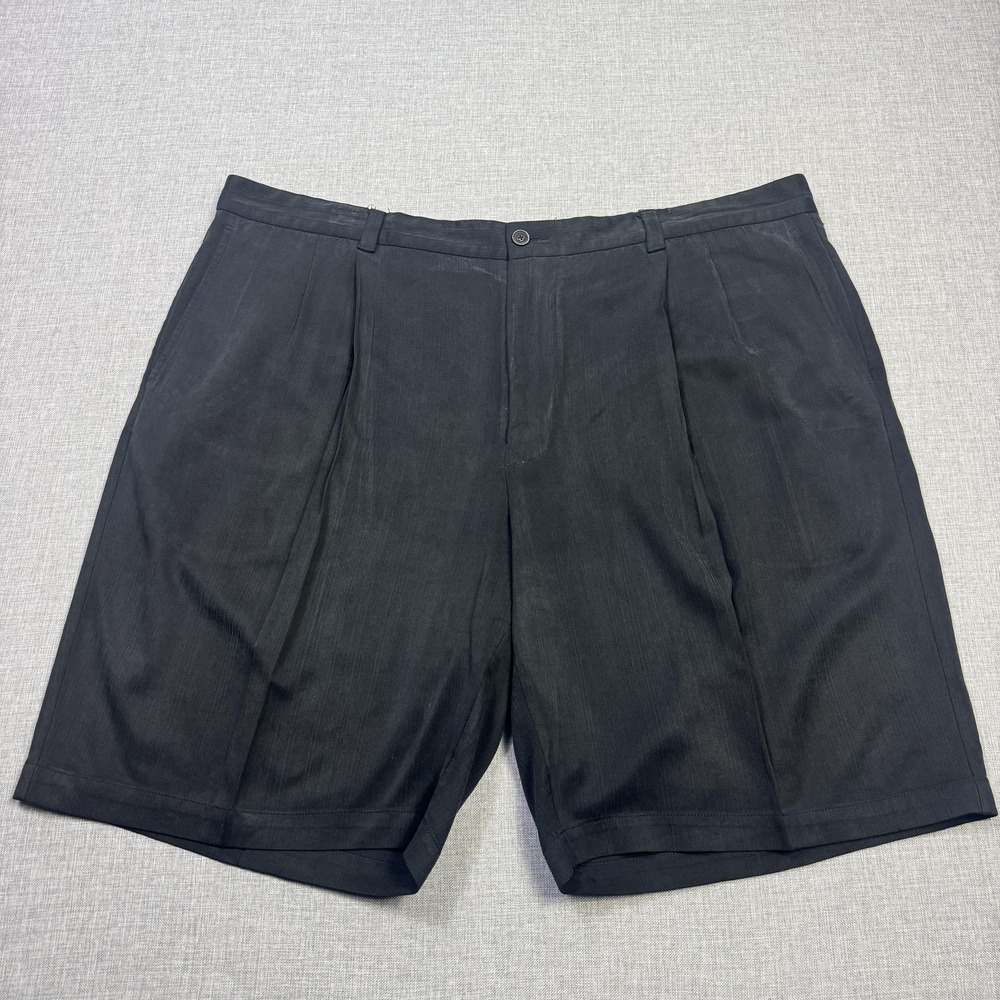 Tommy Bahama Pleated Bermuda Shorts Mens‎ 40 Black Silk Rayon 9" Inseam
